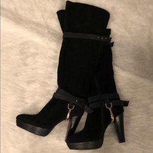 Black Suede Knee Boots